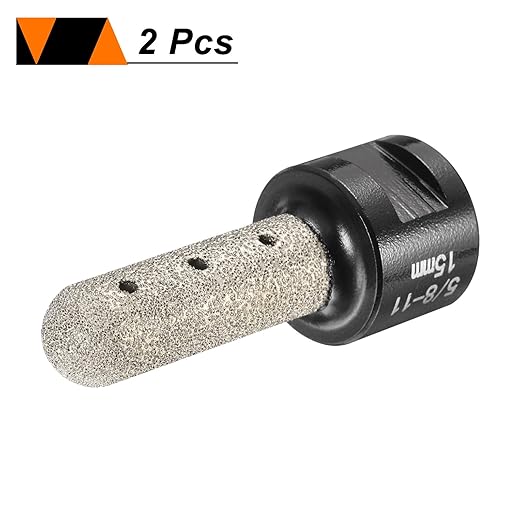 HARFINGTON 2pcs Diamond Finger Bit 15mm Dia Dry Core with 5/8"-11 Thread Diamond Chamfer Bit for Enlarging Shaping Milling Existing Holes on Porcelain Tile Ceramic Marble Countertop, Black