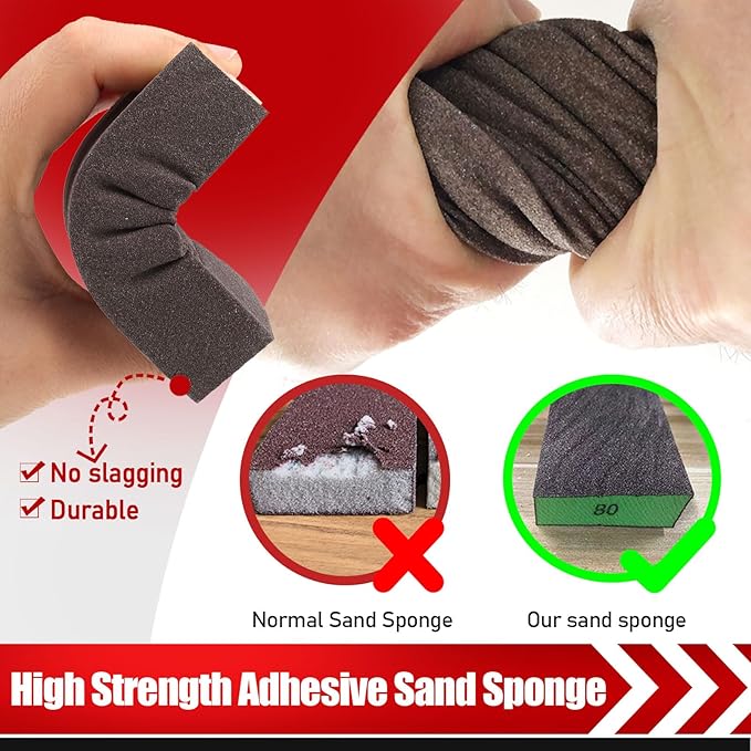 BOSHCRFAT 6 Pack Sanding Sponge, Washable and Reusable Sanding Block for Wood Drywall Metal Glasses Coarse/Medium/Fine/Superfine in 60/120/220 Grit Sandpaper Block