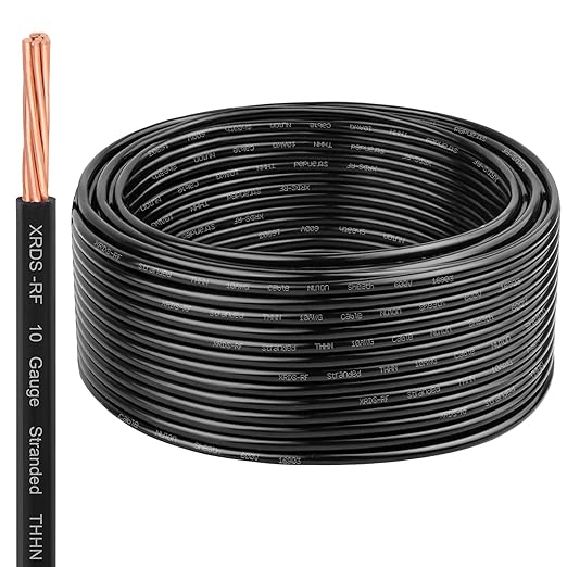 XRDS -RF 10 AWG 50FT THHN Stranded Wire ??Nylon Insulated Pure Copper Cable for Indoor Branch Circuits ??Black ??600V Rated