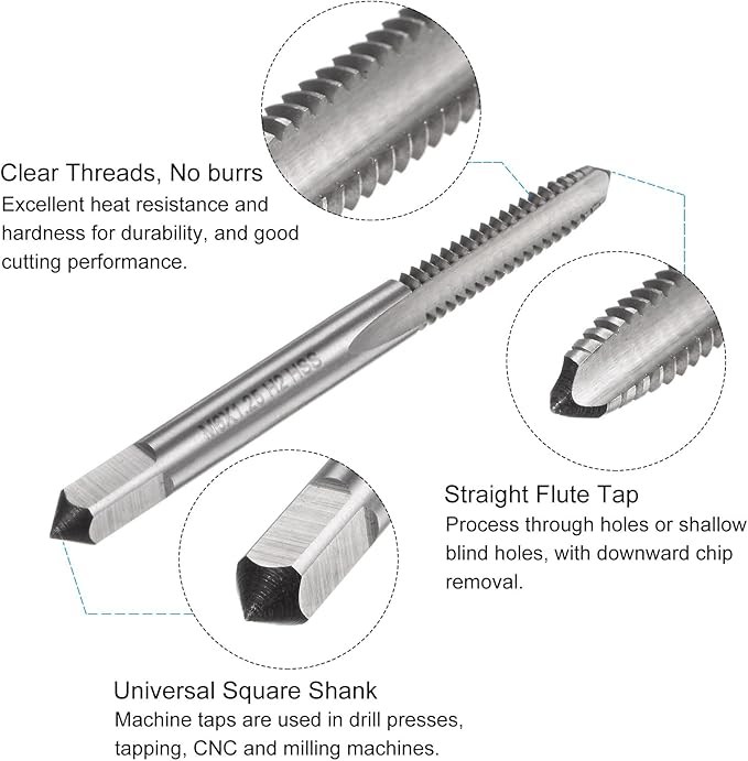 uxcell Metric Tap and Drill Bit Set, M6 x 1.25 Thread Tap & 4.7mm Black Oxide Twist Drill Bit, Straight Flute Tap Tapping Threading Repair Tool Kit
