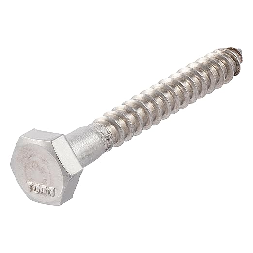 1/4 x 4-1/2 Stainless Lag Bolt (25-Pack) 18-8 Stainless Steel, Heavy Duty Hex Wood Lag Screw, ASME B18.2.1 Commercial/Industrial Grade by Makers Bolt