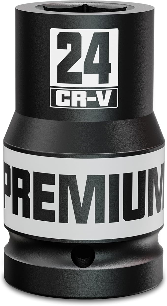 1" Drive 6 Point Impact Socket, 24mm Deep Socket, Metric, CR-V, Automotive Maintenance Machinery Manufacturing