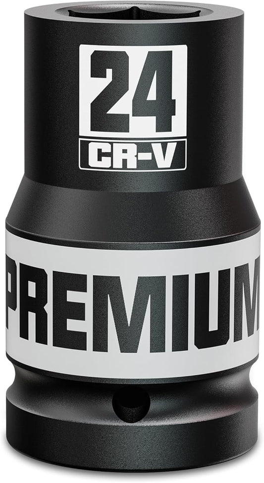 1" Drive 6 Point Impact Socket, 24mm Deep Socket, Metric, CR-V, Automotive Maintenance Machinery Manufacturing