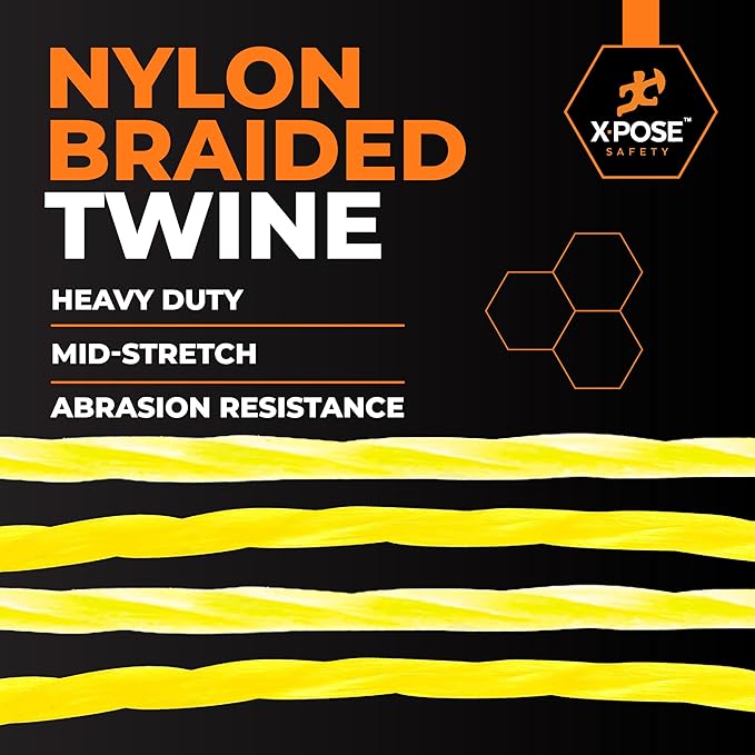 Xpose Safety Yellow Mason Line String ??#18 Braided Nylon Twine ??275 Ft Durable Construction Line for Masonry Tools, String Level, Landscaping, and Gardening Pack of 2