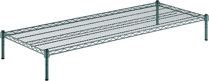 24" x 60" x 8" Green Epoxy Wire Storage Shelf, Dunnage Rack, Commercial 1 Tier Small Shelf