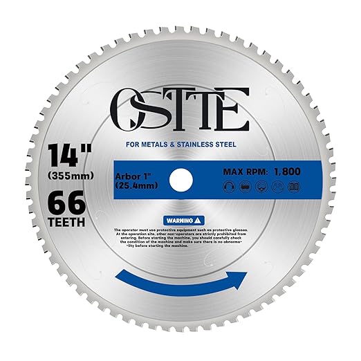 14-Inch Metal Steel Cutting Saw Blade, 14 Inch Chop Saw Blade 66-Tooth with Carbide Tipped Teeth, No Heat No Burrs No Sparks for Mild Steel for Cold Metal Cutting, 1 Pack