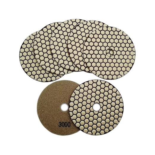 SHDIATOOL 5 Inch Dry Diamond Polishing Pads Grit 3000 for Granite Marble Quartz(7-Pack)