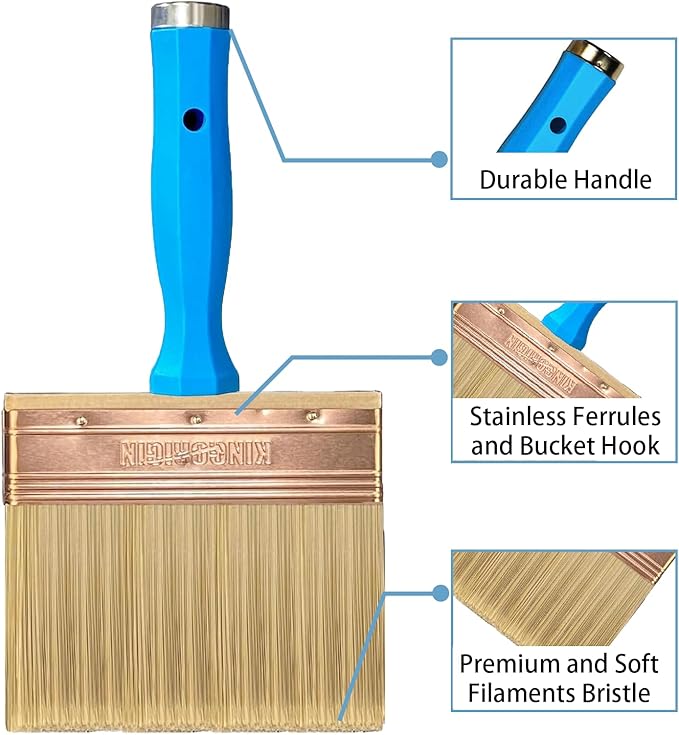 Deck Stain Brush, 5 Inch Deck Paint Brush with Threaded Handle for Extension Pole, Wide Large Brushes for Staining Wood, Fence, Walls, Lime Wash Paint Brush
