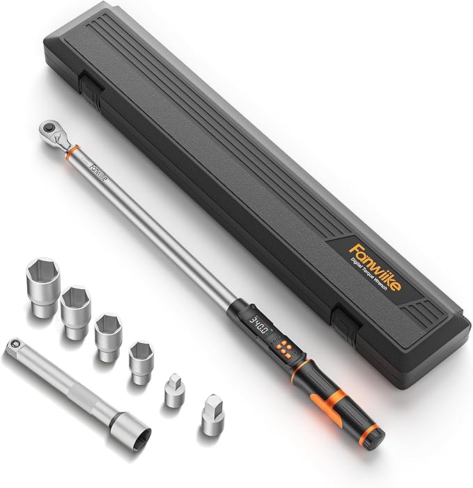 Fanwiike 1/2" Drive Digital Torque Wrench, 12.54-250.8 Ft.lb /17-340 Nm, Foot Pound Torque Wrench Electronic with Buzzer & LCD Indicator, Torque Wrench Set for Cars Automotive, 짹2% Accuracy