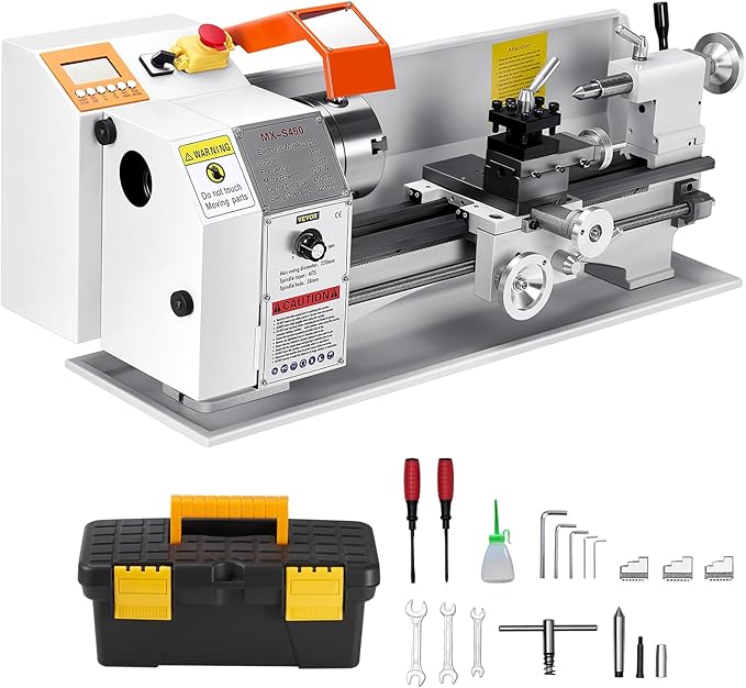 VEVOR Metal Lathe Machine, 8.7 x 18 in, Precision Bench Power Metal Lathe, Automatic Feed, 0-2500 RPM Variable Speed, 1250W Brushless Motor, for Processing Precision Parts Soft Metals Wood Plastics