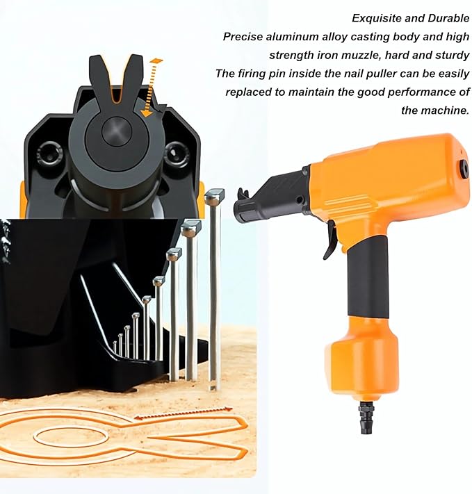 Pneumatic Nail Puller, Professional Nail Remover, 0.6-0.8Mpa Ergonomic Multifunction Pneumatic Denailer Tool for Recycled Wood Fence Pallet