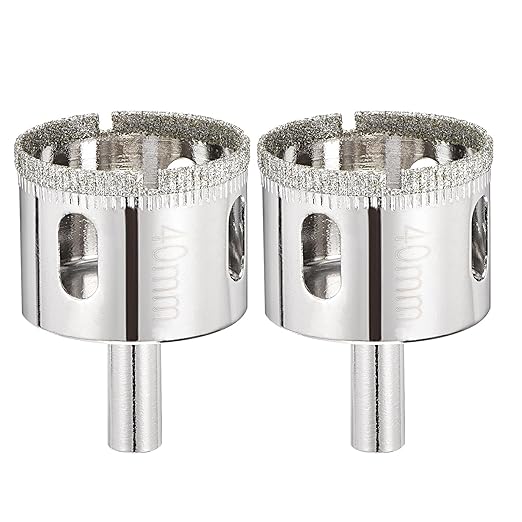 PATIKIL 2pcs 1-9/16" (40mm) Diamond Hole Saw, Glass Diamond Hole Cutters Hollow Core Drill Bits for Fiberglass, Tile, Porcelain, Ceramic