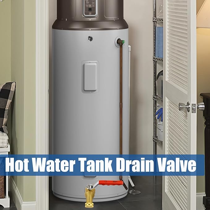 WHK Water Heater Drain Valve 3/4"MIP X 3/4" Male GHT Full Port Connection to drain or Flush Hot Water Heater Faster and Easy(Lead-Free Brass,2 Inch Shank with Long Handle)