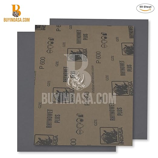 Indasa 50 PCS 9x11??Wet & Dry Sandpaper Sheets, 150 GRIT, Rhynowet Clog-Resistant Abrasive for Wood, Metal, Auto, Paint & Clear Coat Finishing, Sand Paper Aluminum Oxide, Plusline