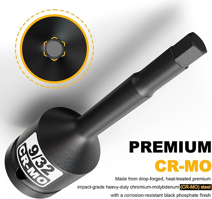 1/2" Drive H9/32-Inch Impact Hex Bit Socket, SAE Allen Bit Socket, Cr-Mo Steel, Removing Loosening Hexagon Bolts