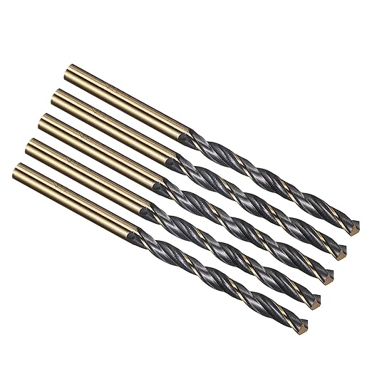 PATIKIL 4.2mm Drill Bit, Jobber Straight Shank 4341 High-Speed Steel 118째 Black and Gold Finish for Medium-Hard Metal Steel Acrylic - 5 Pack