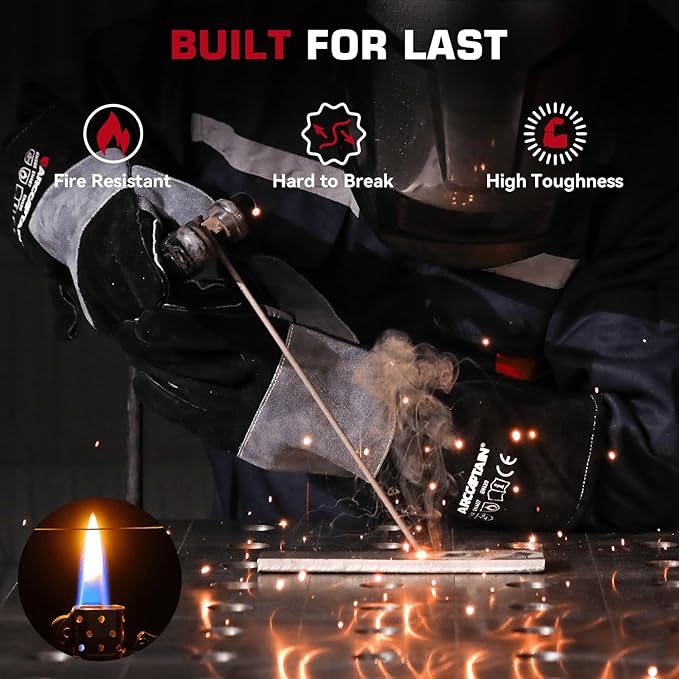 ARCCAPTAIN Welding Gloves 932??Heat/Fire Resistant 16 inches Gloves for Stick, Mig, Forge, BBQ, Grill, Fireplace, Baking, Stove Working Protection