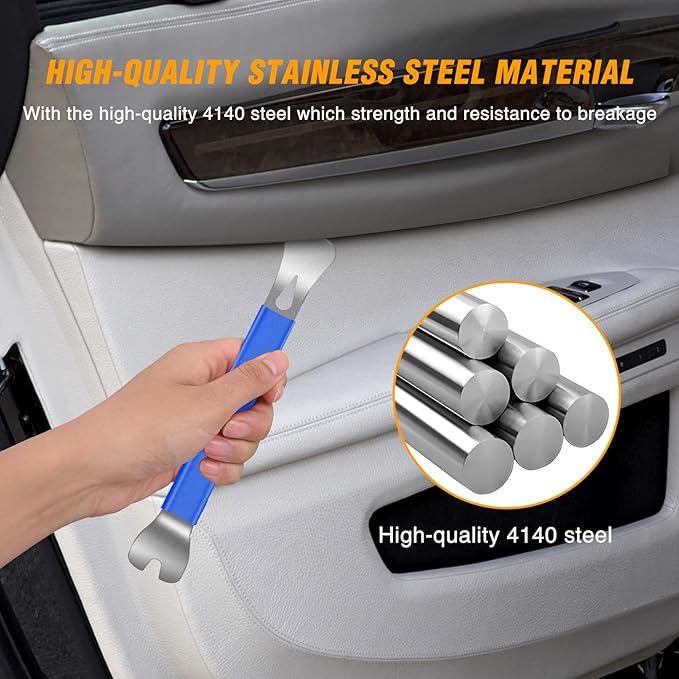 GOOACC 11PCS Trim Removal Tool Kit, Metal & Nylon Pry Tools Set for Car Door Panel, Dashboard, Audio, Clips, Fastener Remover w/Storage Box ??Blue