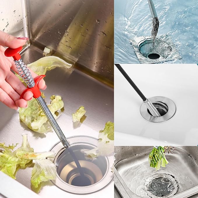 Drain Snake for Hair Clogs, 116 Inch Snake Drain Hair Removal Too, Plumbing Auger Tool with Hook for Tub Pipes