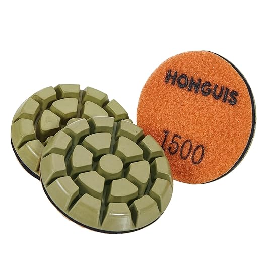 3 inch *10mm Diamond Pads for Polishing,Grit 1500 Set of 3,Resin Bond Pad,for Concrete Cement Rerrazzo Marble Granite Floor,Grit 1500