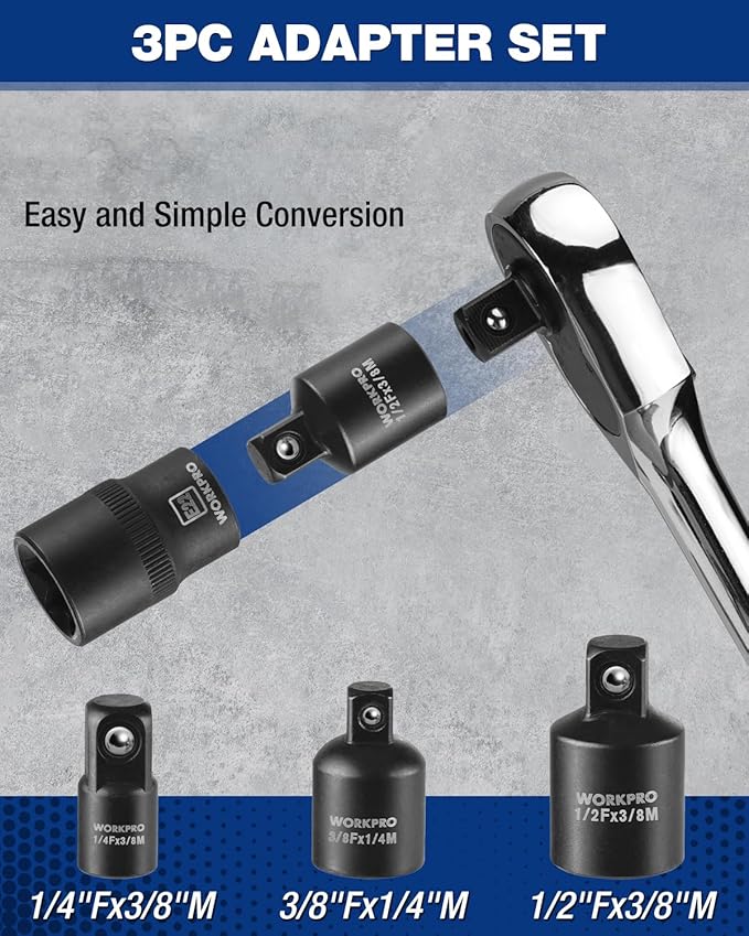 WORKPRO 17 PCS E-Torx Socket Set, Premium CR-V Female Star Sockets E4?밇24, 1/4", 3/8", 1/2" Drive, Precision Inverted Torx Socket with Storage Case for Auto, Engine, and Mechanical Repair