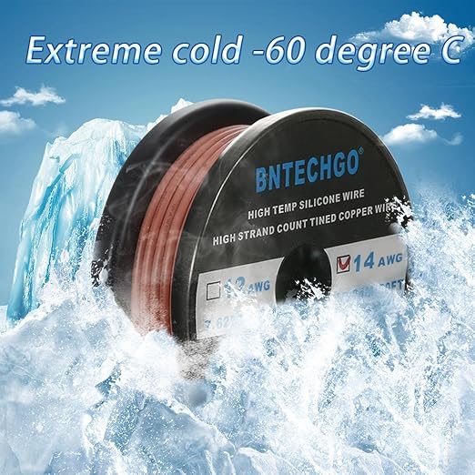 BNTECHGO 14 Gauge Silicone Wire Spool 50 ft Brown Flexible 14 AWG Stranded Tinned Copper Wire