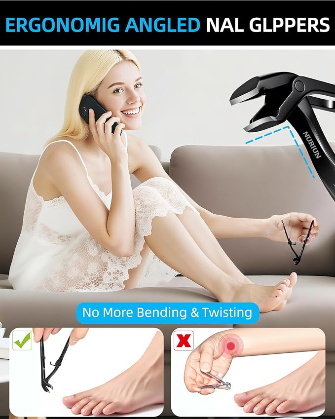 Long Handled Toenail Clippers for Seniors Thick Toenails, Angled Head Large Nail Clippers for Men, Heavy Duty Professional Toe Nail Clippers for Thick Nails, Stocking Stuffers