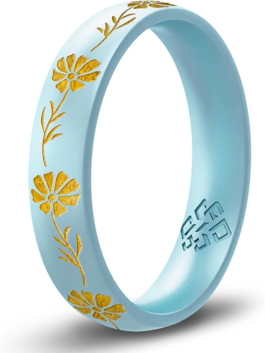Knot Theory Birth Flower Silicone Ring for Women - 4mm Comfort Fit Wedding Band Engagement Ring