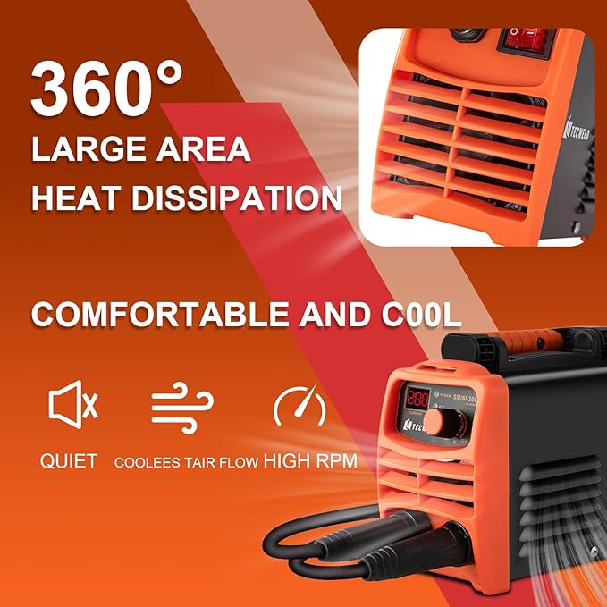 200A Stick Welder 110V, Mini Portable Inverter Welding Machine with Synergic Control, Digital Display, Hot Start, Arc Force, Anti-Stick - Includes Helmet,Gloves,20 Rods & Accessories