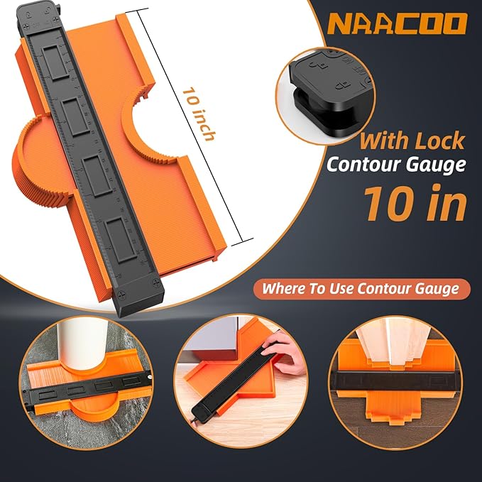 NAACOO Laminate Flooring Tools,Vinyl Flooring Tools, Heavy Tapping Block, Heavy Pull Bar, 10?쒬ontour Gauge, 20pc Upgrade Flooring Spacers, Rubber Mallet - Professional 5 in 1 Flooring Installation Kit