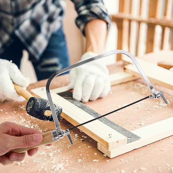 Gadpiparty Coping Saw, Wooden Handle Hand Saw Tool for Woodworking, Essential Hand for DIY Enthusiasts & Outdoor Use