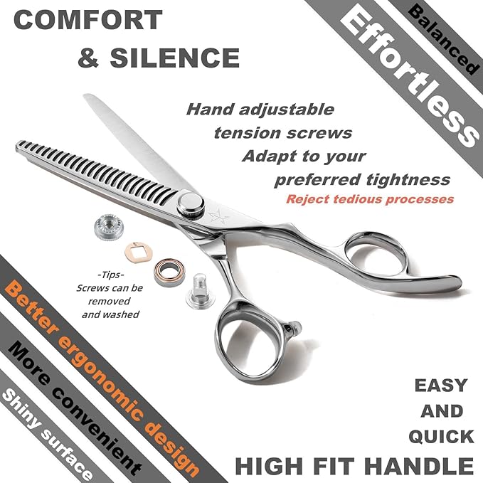 High-end Professional Hair Cut Thinning Scissors Hair Cutting Teeth Shears Barber Hairdressing Texturizing Scissor Extremely Very Sharp 6 Inch Dynamic Steel Alloy For Men Women Salon & Home