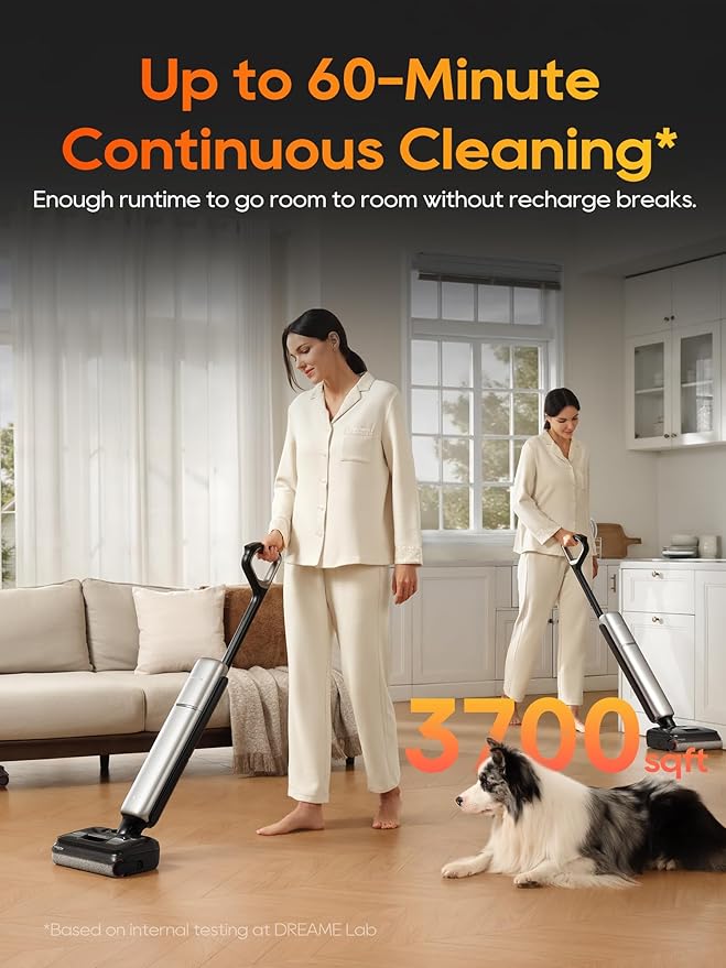 DREAME Aero Pro Cordless Vacuum Mop, Ultra-Slim with Hot Self-Cleaning/Self-Drying, 0 Hair Tangle, 60min Extended Runtime, Wet Dry Vacuum Pick-up & Mop at The Same Time