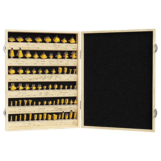 CSOOM 70PCS Router Bits Set - 1/4??Shank, Carbide Tipped Router Bits for Professional Woodworking, Includes Multiple Shapes , Yellow,for Professional and Beginners Carpenter