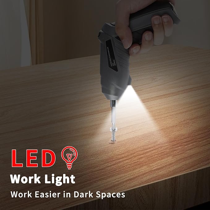 Cordless Electric Screwdriver 3.6V Automatic Rechargeable Power Screwdriver 3.5N.M of Torque 1/4??Chuck 43pcs Screw Drill Set LED Light for Furniture Assembly, Repairing in Home, Office and Workplace.