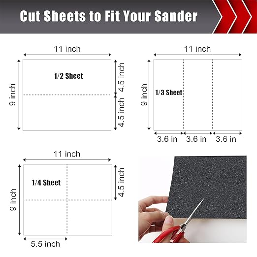 1000 Grit Silicon Carbide Sandpaper, Wet Dry Sandpaper Sheets, 9" x 11", 12 Sheets, Grey, Paper Backed, Compatible with Wood, Metal, Fiberglass, and Various Sanders