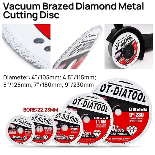 DT-DIATOOL Diamond Cut Off Wheels 4-1/2 x 7/8 for Steel Iron Rebar Metal Cutting Blades for Angle Grinder(2-Pack)