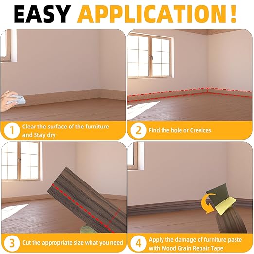 GSCIT Club Wood Grain Repair Tape, 2.4 inch X 15ft Self Adhesive Walnut Grain Repair Patch for Tables, Chairs, Baseboards, Doors, Windows, Floors, Handicraft DIY.