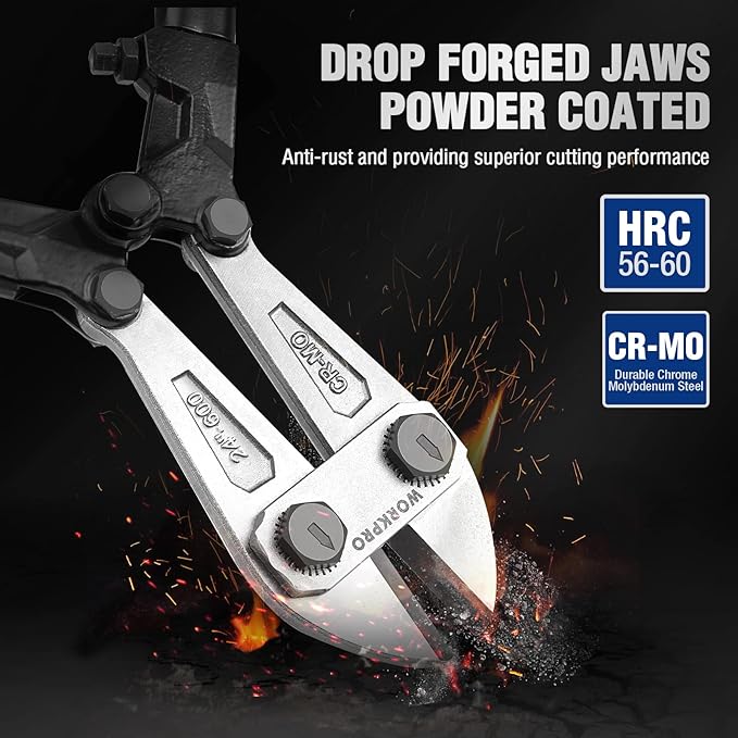 WORKPRO 24" Bolt Cutter, Chrome Molybdenum Steel Blade, Heavy Duty Bolt Cutter with Soft Rubber Grip, Cutting Tool for Cut Chain, Wire, Screw, Rivet