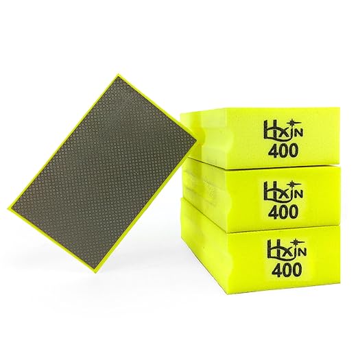 Diamond Hand Polishing Pad Diamond Sanding Block Foam Backed Diamond Sponge Sanding Pads for Wet or Dry Grinding polishing for Granite Marble Stone Tile Glass Ceramic (4, 400# Square)