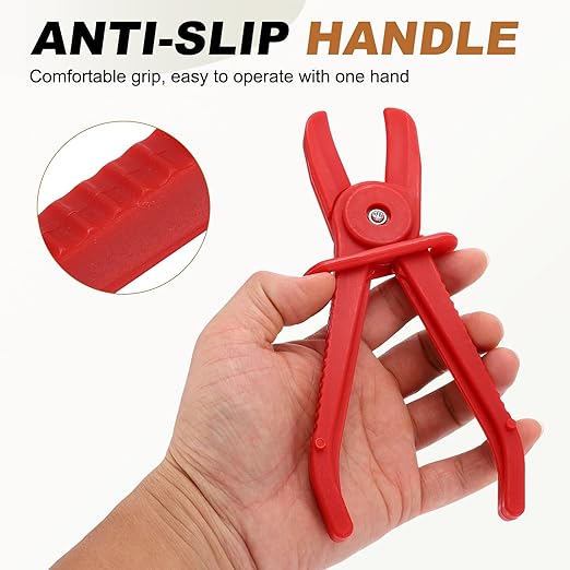 uxcell 2Pcs Hose Clamp Pliers, 10" Hose Pinch Off Pliers Plastic Straight Line Pinch Clamps Plier for 0-2.56 Inch Width Automotive Radiator Fuel Brake Gas Lines, Red