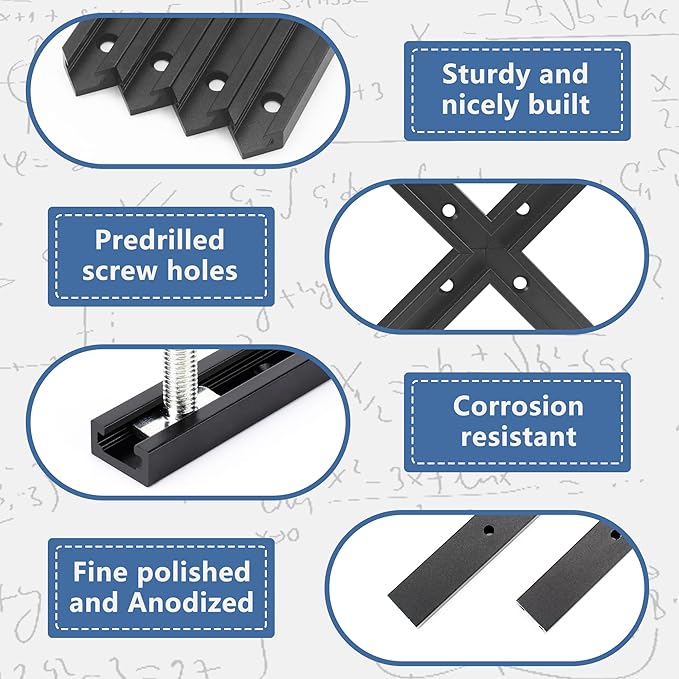 Bikykose 3'' T Tracks for Woodworking Intersection Kit 2 Set, Double-Cut Jig Profile Universal T-Tracks with Predrilled Mounting Holes竊똖 Track Accessories for Jigs and Fixtures