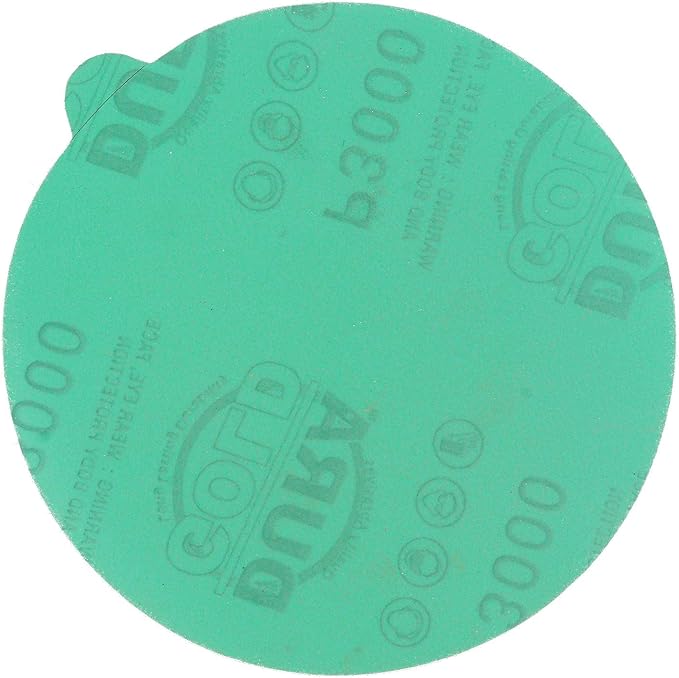 Dura-Gold Premium 5" Green Film PSA Sanding Discs - 3000 Grit (Box of 50) - Film Back Self Adhesive Stickyback Sandpaper Discs for DA Sander, Finishing Abrasive, Sand Automotive Paint Woodworking Wood