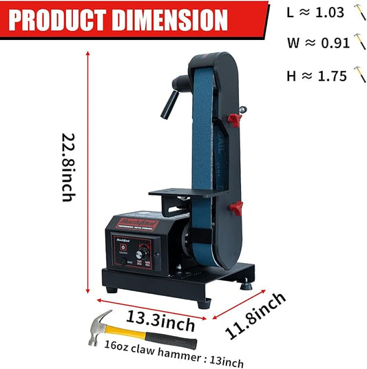 Bucktool Variable Speed 2횞42 Inch Belt Sander 3.5A DC Motor with Control Panel, Quick Belt Release, Adjustable Foot, Horizontal or Wall-Mountable Bench Machine for Knife Making and Metalworking