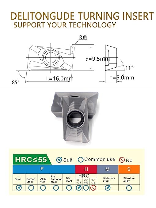 10pcs APKT160408 CNC Lathe Indexable Solid Carbide Milling Turning Insert for The Finishing of Steel and Other Metal (APKT160408-HM LF6018)