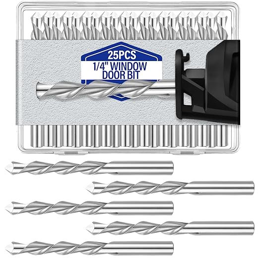 Tondiamo 25pcs 1/4" Drill Bits Drywall Cutting Bit Hss Twist Drill Bits Router Tools Cut Window and Door Openings in Drywall for Use with Spiral Saw