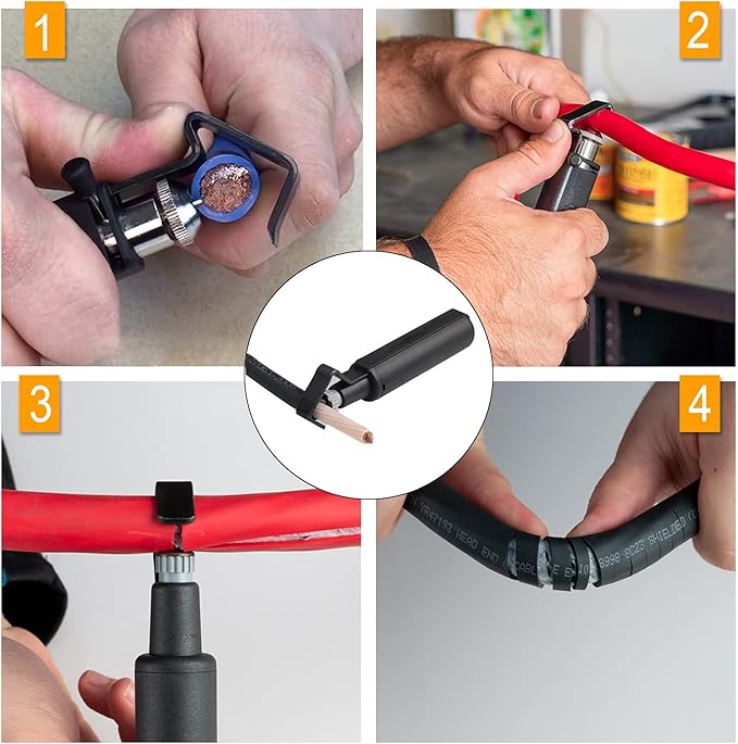 GROWORD Round Cable Stripper Tool - Adjustable Cutting Depth Jacket Slitter - Fast & Precise Removal - 3/16" to 1 1/8" Diameter