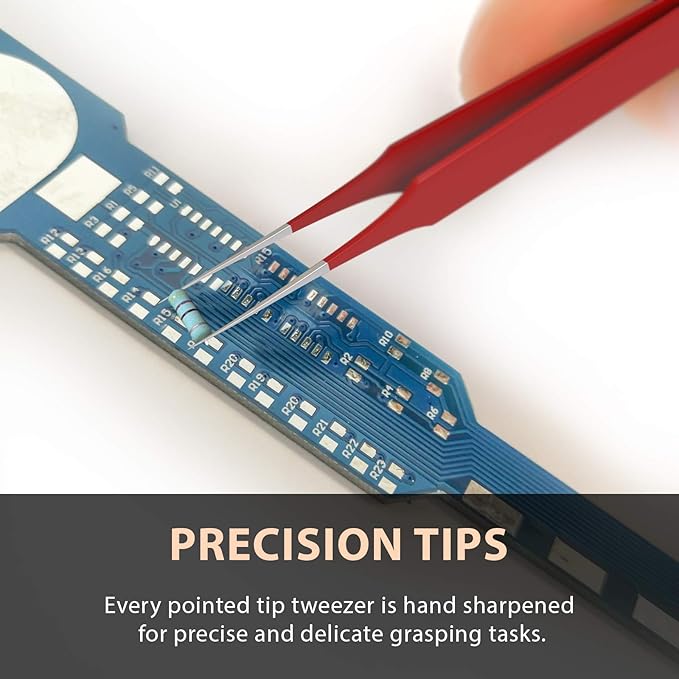Ingrown Hair Tweezers | Pointed Tip | Red | Precision Stainless Steel | Extra Sharp and Perfectly Aligned for Ingrown Hair Treatment & Splinter Removal For Men and Women | By Tweezees