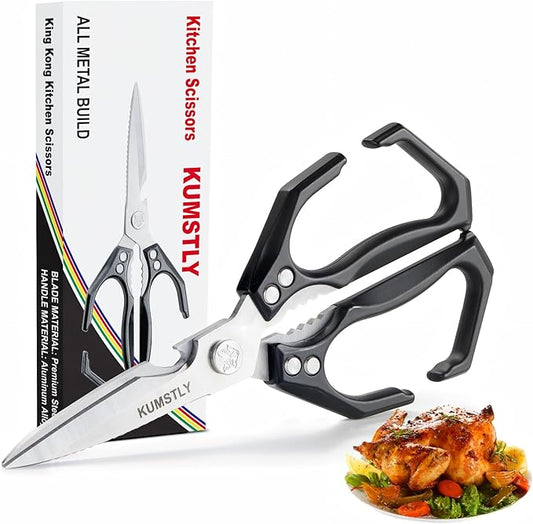 Heavy Duty Kitchen Shears & Poultry Scissors Professional All Purpose Stainless Steel Kitchen Scissors for Food, Meat, Herbs, Pizza, Bones, Ergonomic Cooking Shears