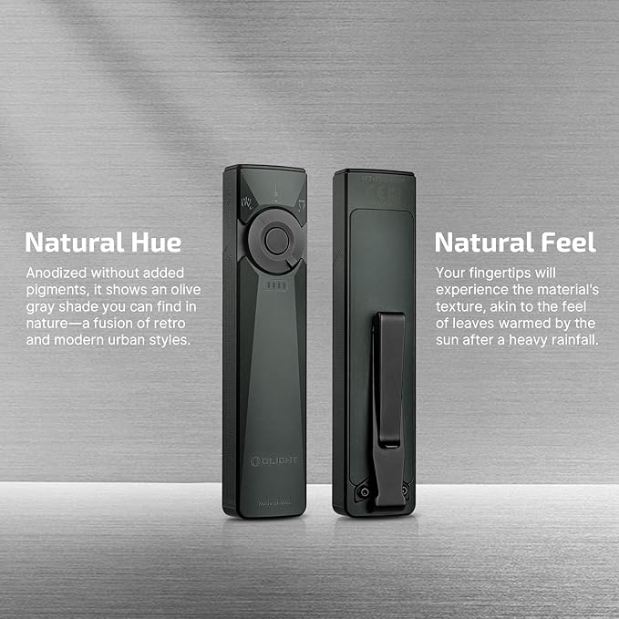 OLIGHT Arkfeld Ultra 1400 Lumens EDC Flat Flashlight, Rechargeable Pocket Light with White LED, UV, and Green Beam (Olive Grey)